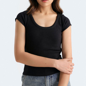 เสื้อยืดคอกลมแขนสั้นทรงสลิมฟิตเนื้อผ้านุ่มยืดหยุ่นใส่สบายสำหรับผู้หญิง ขายดีอันดับต้นๆ เสื้อยืดลำลองผ้าฝ้ายพื้นฐานสำหรับฤดูร้อน - Product Image 1
