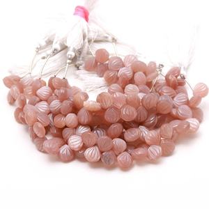 Cuentas de Piedra Lunar Melocotón Natural Talladas a Mano de 9-10MM, Perforadas Lateralmente, Cuentas Sueltas de Piedra Lunar Melocotón para Joyería - Product Image 4