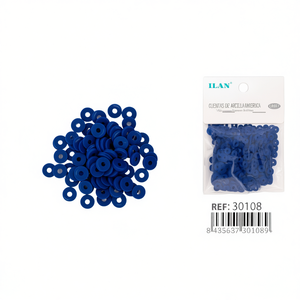 Perline a disco in argilla polimerica 6x1 mm blu reale per la creazione di gioielli - Product Image 1