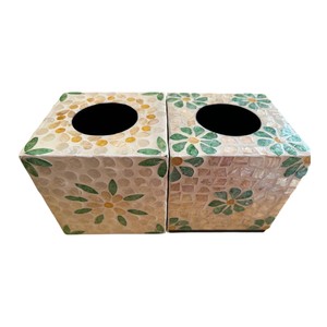 Handmade Wooden Tissue <b>Box</b> with Mother of Pearl Inlay for Home Decor - Product Image 2