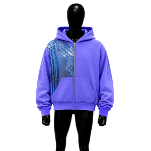 Sudadera con capucha morada oversize para hombre, de forro polar, con estampado casual de otoño, manga regular, estampado por sublimación, ajuste holgado, estilo Drop Sh - Product Image 1