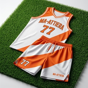 Conjunto de Camiseta y Pantalones Cortos de Fútbol Personalizados en Naranja y Blanco, Número 77, Uniforme de Equipo, Ropa Deportiva Transpirable de Malla, para Adultos, Poliéster, OEM, ODM - Product Image 6