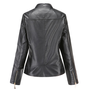 Blouson Bomber en Cuir PU pour Femme, Boutons Décoratifs, Haute Qualité, Couleur Unie, Col Montant, Fermeture Éclair, Imperméable et Coupe-Vent - Product Image 3