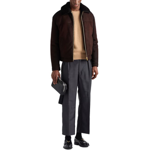 Veste aviateur en daim premium pour homme, col en peau de mouton, veste en cuir d'agneau, fabrication sur mesure OEM ODM, fabricant de marques privées - Product Image 3