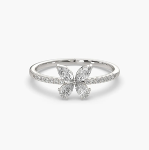 Rose Gold Plated Lab Grown Diamond <b>Butterfly</b> Clover Floral Ring for Women's Wedding & Anniversary Party - Product Image 2