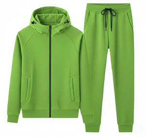 Unisex Orange Hooded Tracksuit Set Full Zipper Side Pockets Casual Solid Color Polyester Autumn Wear Regular Fit - Product Image 6