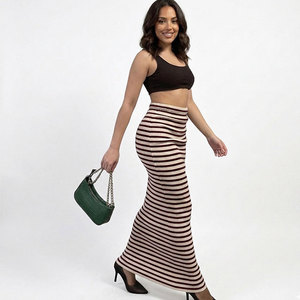 Nuevo Diseño Falda Maxi Plisada a Rayas con Cintura Natural, Transpirable y Ecológica, Moda de Verano Casual, Delgada, Lavado en Seco para Mujer - Product Image 2