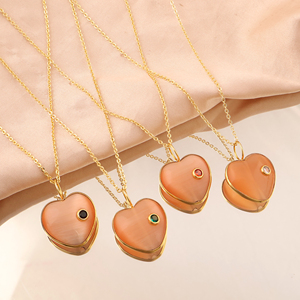 จี้รูปหัวใจประดับเพชรคิวบิกเซอร์โคเนียชุบทอง 18k รุ่น Peach Cat's Eye พร้อมสายสร้อยแบบเคเบิ้ล ดีไซน์แฟชั่นสำหรับทุกเพศ เหมาะสำหรับขายส่ง - Product Image 5