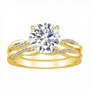 Fine Jewelry Trendy Classic Cord Design 2ct Moissanite Platinum Plated Prong Setting 925 Sterling Silver Tishya Diamond <b>Ring</b> - Product Image 1