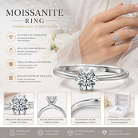 Bague de fiançailles et de mariage ajustable en argent S925 pour femme, design classique, avec pierre en moissanite 0,5 ct D VVS1