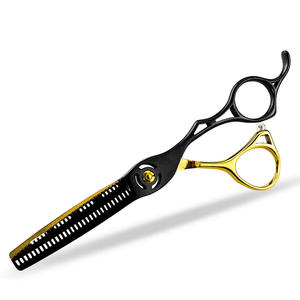 Ciseaux de barbier professionnels japonais de haute qualité pour droitiers, en acier inoxydable 4Cr13, manches en céramique, noir et or, pour salon de coiffure - Product Image 5