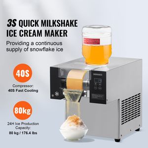 Macchina Professionale per Ghiaccio a Fiocchi in Acciaio Inox, 176,4 LBS/24H, Tritaghiaccio Elettrico per Coni di Neve, Capacità di Stoccaggio 5kg - Product Image 2