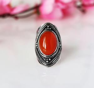 Carnelian Gemstone Midi <b>Ring</b> 925 <b>Silver</b> Handmade <b>Statement</b> <b>Ring</b> for Women handmade Birthday Anniversary Gift <b>Ring</b> For Her - Product Image 1