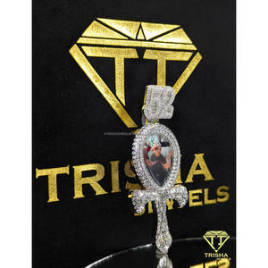 High Quality Ankh Cross Picture Pendant Moissanite 925 Sterling Silver Gold Plated Custom <b>Memorial</b> <b>Gift</b> Jewelry Trisha Jewels - Product Image 5