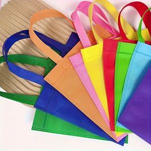 50 Sacchetti Riutilizzabili in Tessuto Non Tessuto da 7.9x7.9 Pollici, Colori Arcobaleno Misti con Manici Antiscivolo Magenta, Pieghevoli per Matrimoni - Product Image 6