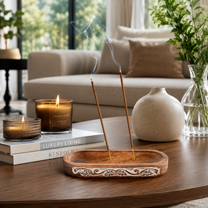Premium Handcrafted Wooden Oval Incense Stick Holder | <b>Decorative</b> Ash Catcher Tray for Aromatherapy Meditation Yoga Home Décor - Product Image 4