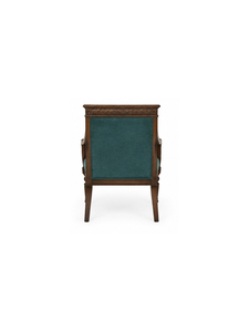 Sillón Tradicional de Madera con Tapicería Color Verde Azulado, Estructura de Madera Maciza, Silla Decorativa Hecha a Mano para Sala de Estar, Hogar, Hotel - Product Image 6