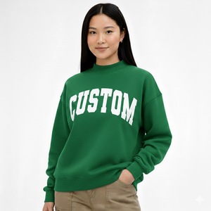 Precio al por mayor, nueva llegada, sudadera de lujo extragrande para mujer, sudadera de invierno con logo personalizado impreso en la parte delantera, sudadera con cuello simulado para mujer - Product Image 3