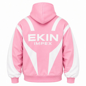 Sweat à capuche unisexe en molleton respirant surdimensionné avec double capuche et fermeture éclair, personnalisable avec logo, en coton épais, style streetwear, vente en gros - Product Image 2