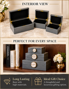 Luxury Grey Color Mirror <b>Glass</b> Decorative Storage Box Set Agate <b>Knob</b> Premium Jewelry Vanity Organizer Boxes Home Decor Lacquered - Product Image 4