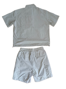 Ensemble coupe-vent deux pièces personnalisé pour homme avec fermeture éclair, short et veste en nylon réfléchissant - Product Image 2