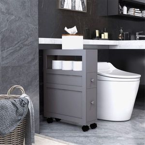 Gray Bathroom Side Storage Cabinet for Small Space Bathroom Furniture Organization - Product Image 6
