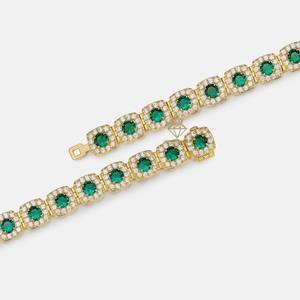 Bracelet Hip Hop en argent 925 plaqué or, serti de moissanites rondes couleur émeraude, style bling-bling, bijoux de luxe pour femmes - Product Image 5