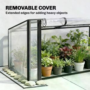 Grande Serra da Giardino Moderna Pop-up in Acciaio Zincato con Telaio in Legno/Acciaio e Materiale in PVC/Vetro per la Crescita delle Piante all'Aperto - Product Image 4
