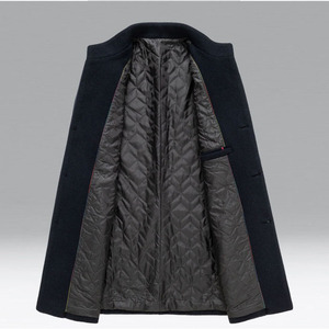 Abrigo Largo de Lana Negro para Mujer, Cuello Camisero, Color Sólido, Abrigo Cálido para Invierno - Product Image 1