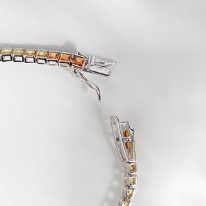 Bracelet tennis en moissanite taille princesse jaune et orange en argent 925, bijoux personnalisés à bas prix - Product Image 5