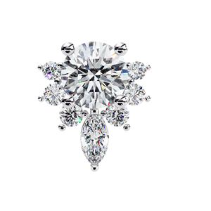 Lotus Tiara <b>Diamond</b> Stud <b>Earrings</b> – 0.68ctw Marquise Round CVD Lab <b>Diamond</b> 10K 14K 18K Solid White Gold Halo Posts - Product Image 2