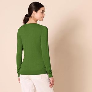 Pull léger à manches longues et col en V pour femme, coupe classique - Product Image 2