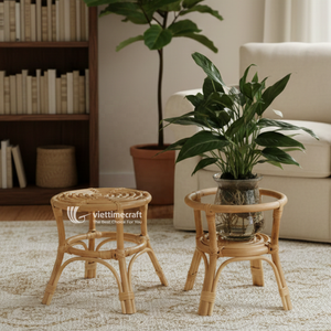 Taburete y Soporte para Plantas de Mimbre Natural con Almacenamiento (Venta al por Mayor) - Product Image 3
