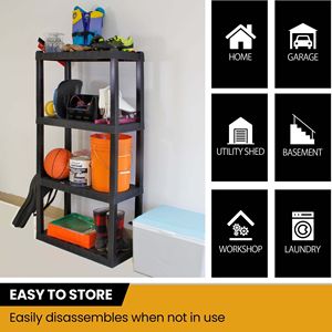 <b>Garage</b> <b>Shelves</b> Heavy Duty 4-Tier <b>Plastic</b> Storage Unit 57"H X 30"W X 14"D Black 400 Lbs Capacity - Product Image 5