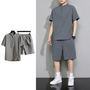 Custom Mens <b>Two</b> <b>Piece</b> Set Shirt and Shorts Summer Casual Outfit Wholesale Manufacturer - Product Image 4