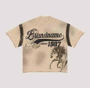 Camiseta de Algodón 100% con Logotipo Serigrafiado Personalizado de Alta Calidad, Conjunto de 2 Piezas para Hombre, Efecto Pintura, 2 Tonos, Ropa Urbana Transpirable - Product Image 4