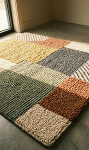 Tapis en laine tufté à la main sur mesure avec dos antidérapant, motif géométrique, épais, moderne, pour l'aménagement intérieur résidentiel - Product Image 6