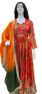 Traditional <b>Red</b> <b>Lehenga</b> Choli Chinon Silk Digital Printed Padded Floor-Length Quick Dry Wedding India Pakistan Women's Party - Product Image 3