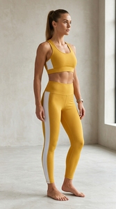 2 Piece Sports Yoga Set Women Gym Wear Elastic Fitness Outfit High Waist Leggings <b>Crop</b> <b>Top</b> Activewear Set - Product Image 3
