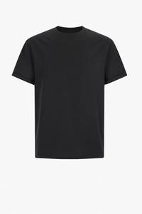 Camiseta de algodón azul marino para hombre, cuello redondo, manga corta, corte regular, informal, tejido de punto, lisa. - Product Image 3