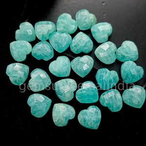 Pierre précieuse naturelle Amazonite en forme de cœur, facettée, 8 mm, pendentif cœur sculpté à la main, pierre en vrac, vente en gros, fabrication de bijoux - Product Image 2