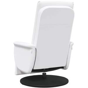 Fauteuil inclinable de massage en similicuir blanc avec repose-pieds - Product Image 6
