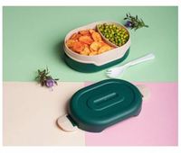 Boîte à lunch moderne à double compartiment en plastique de haute qualité, étanche, pour adultes et écoliers, capacité 750 ml, durable, légère, facile à nettoyer, 2