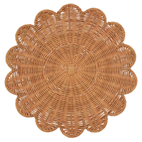 Ensemble de sets de table en rotin festonné vintage faits à la main, écologiques, tissés, pour mariage, cuisine, salle à manger, vaisselle durable, décoration de table