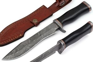 Couteau utilitaire de style Bowie en acier Damas à motif personnalisé, couteau à lame fixe fait main pour le camping en plein air, OEM ODM en gros - Product Image 3