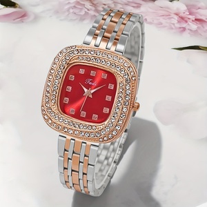 นาฬิกาข้อมือควอตซ์ผู้หญิง รุ่น 1260 หรูหรา สีโรสโกลด์ ดีไซน์สี่เหลี่ยมทันสมัย สายสตีล สำหรับสาวๆ - Product Image 2