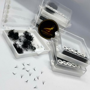 Extensions de cils pré-faits Volume Naturel Longue Durée, en cheveux synthétiques 3D-8D, faits à la main, noir mat, courbure CC/DD/M/L, logo personnalisé OEM - Product Image 1