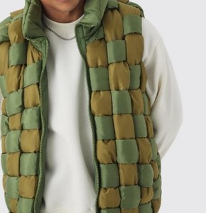 Men's Green And Olive <b>Quilted</b> Vest Stand Collar Zipper Closure Windproof Casual Autumn Outerwear Polyester <b>Wadding</b> Regular Fit - Product Image 5
