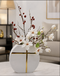 Vase à fleurs moderne en métal, centre de table décoratif géométrique, accent de décoration intérieure pour salon, salle à manger, bureau - Product Image 4