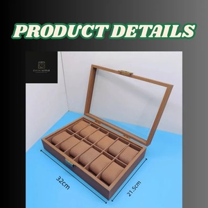 3,6,10,12 Slot Natural Wooden Watch Box Hanging Option Eco-Friendly Glass <b>Top</b> Display Case for Collectors Modern Rustic Style - Product Image 4